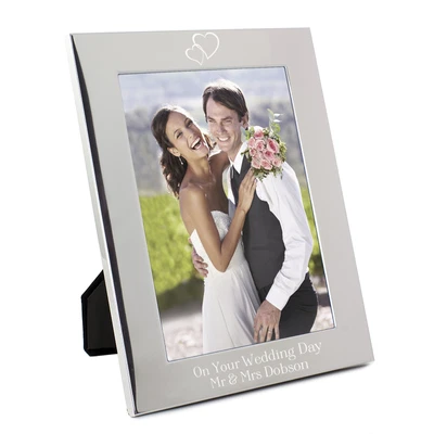 £9.99 • Buy Personalised Silver Hearts 5x7 Photo Frame - Engraved Free - Wedding,Anniversary