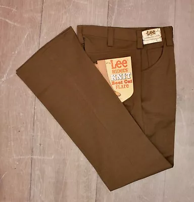 Men's VTG 1970s NOS Brown Lee Bootcut Flare Western Pants Sz 30x34 70s Polyester • $84.29