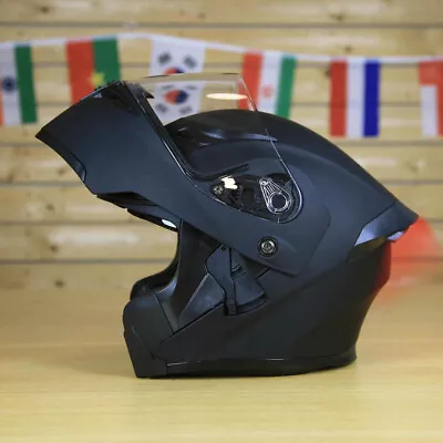 DOT Flip Up Modular Full Face Motorcycle Helmet LED LIGHT Dual Visor Motocross • $70.29