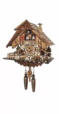 Quartz Cuckoo Clock Black Forest House With Music Dancers And Moving Train E... • $614.78