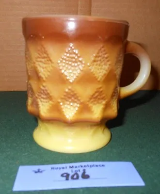 Vtg ANCHOR HOCKING FIRE KING Glass KIMBERLY Coffee Mug Retro Brown Yellow FADE • $18