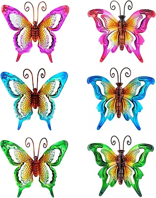 Metal Butterfly Wall Decor Set Of 6 Inspirational Wall Art Indoor Outdoor Hang • $29.98