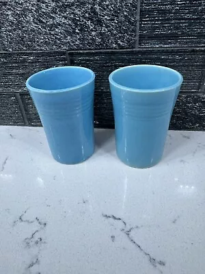 Two (2) Vintage FIESTA WARE Juice  Glass TUMBLER Unmarked  Turquoise • $18