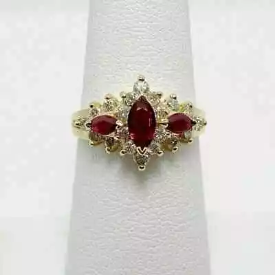 2Ct Marquise Cut Lab Created Red Ruby Engagement Ring 14K Yellow Gold Plated • $95.99