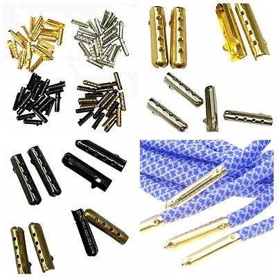 100pcs Metal Aglets DIY Shoelaces Repair Shoe Lace Tips Replacement End • £1.55