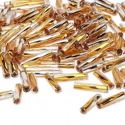 MIYUKI BUGLE BEAD SILVER LINED GOLD 50 Grams • $5.99