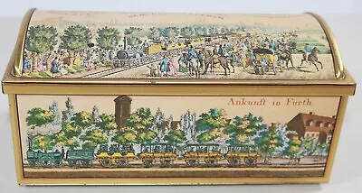 Vtg E. Otto Schmidt Tin Biscuit Box 1st Railroad Nurnberg And Fuerth 9 1/4  Long • $22.98