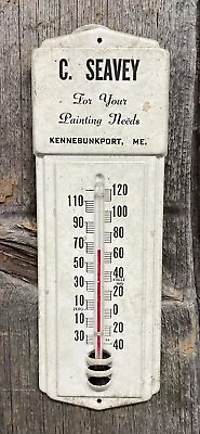 Early Vintage C SEAVEY Painting Kennebunkport Maine Advertising Thermometer Sign • $125