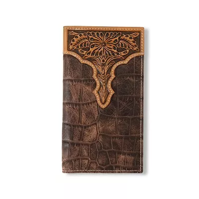 Ariat Rodeo Wallet Croc Floral Embossed Trifold A3552802 • $59