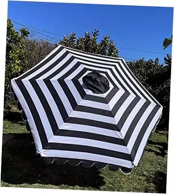  DECRO Black/White Scalloped Edge Replacement Edge Umbrella Canopy For 9ft 6  • $45.90