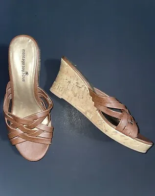 Montego Bay Club Wedge Sandals Women’s Size 8 Wide Brown Cork Wedge • $4.99