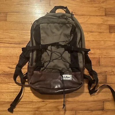 $70 • Buy Vintage LL Bean Continental Rucksack Backpack Canvas Leather
