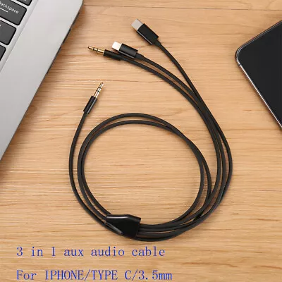 1m 3ft USB C/8pin/3.5mm To 3.5mm AUX Headphone 3 In 1 Aux Audio Cable For Iphone • $7.35
