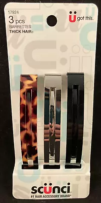 Scunci - Metal Barrettes - Thick Hair - Slide Open - 3 Piece Pack • $4.99