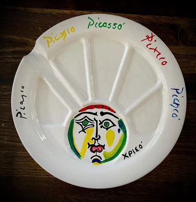 $19.99 • Buy Pablo Picasso Ceramic Plate, 10” Divided Plate, Greek Signature Tribute Pottery