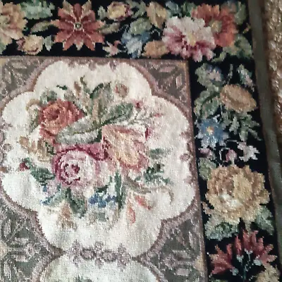 Antique Needlepoint Rug Hand Worked Professionally Cleaned 45 X 68 Inches • £199