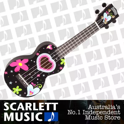$58.95 • Buy Mahalo Art Series Heart And Flowers Soprano Ukulele - W/FREE Gigbag.