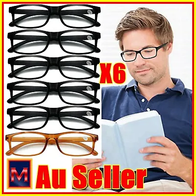 6 Pairs Mens Ladies Wayfarer Frame Magnifying Reading Glasses Nerd Spectacl AU • $9.95