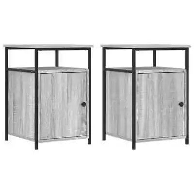 2x Bedside Tables Set Wooden Drawers Storage Side Shelf Cabinets Nightstand Grey • $98.71