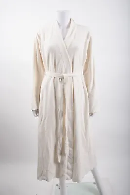 $31.99 • Buy Zara Home Womens Robe Long Off White Ecru Ivory Soft L Large Zie Closure NWT