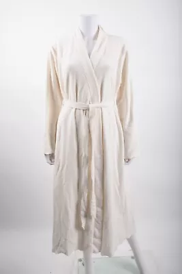 $31.99 • Buy Zara Home Womens Robe Long Off White Ecru Ivory Soft L Large Zie Closure NWT