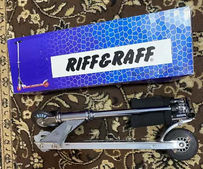 Vintage 1990s Collectible Riff & Raff Silver Foldable Kick Scooter W/ Box T1F • $99.99