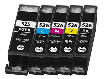 PGI-525  CLI-526 5 Ink Cartridges For Canon Pixma MG5320 MG5350 MG6250 NON OEM • £15.75