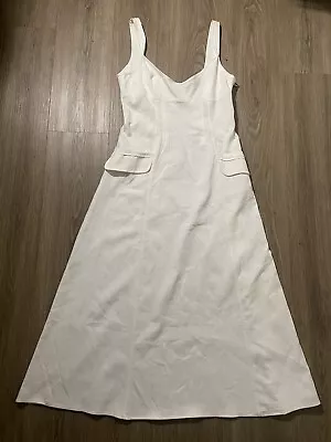 Zara White Long Sundress Sleeveless Viscose Size Medium • $29.96