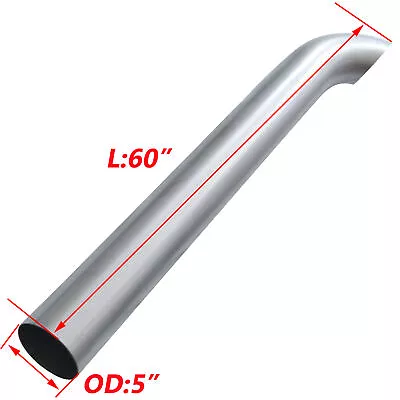 BOZZ 5  OD × 60  Aluminized Curved Stack Exhaust Pipe - 60in Overall Length Tube • $129