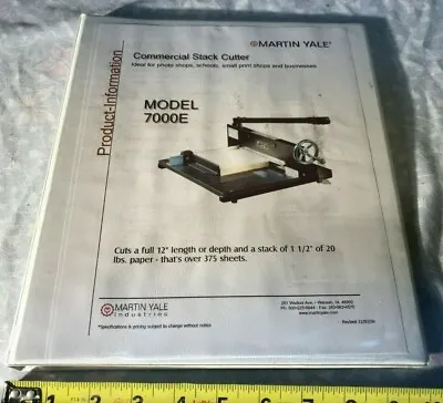 Martin Yale 7000E Stack Cutter Instruction Manual • $24.13