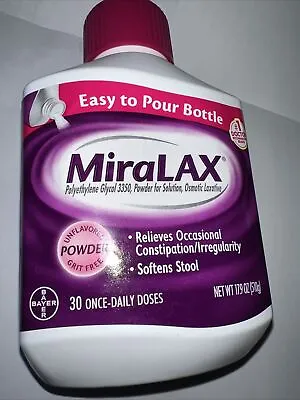 New Genuine Miralax Osmotic Laxative Unflavored Powder 17.9 Oz EXP  08/30/2024 • $31.82