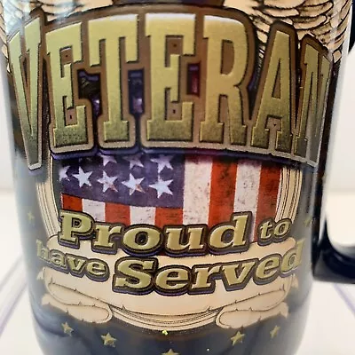 VETERAN “Proud To Have Served” Dark Blue Mug USA Military EUC @ 14 Oz • $15.95
