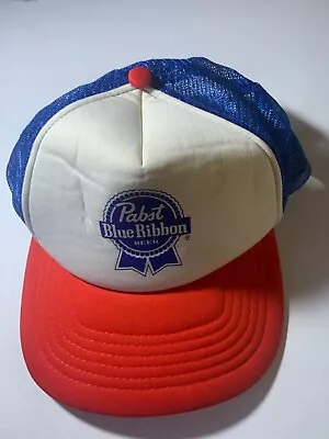 Pabst Blue Ribbon Hat Cap Snap Back Adjustable Red White Pre-Owned HT58+148 • $6.73