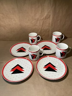 Postmodern Graphix Dessert Set By Saltera Himark 1985/Memphis Milano Japan • $125