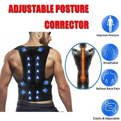Shoulder Support Adjustable Back Pain Support Posture Corrector Brace Belt Strap • $10.48