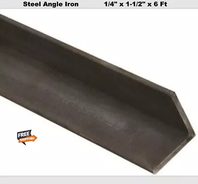 1/4  Thick Steel Angle Iron 1-1/2  X 6 Ft Hot Rolled Carbon Steel 90° Stock Mill • $44.97