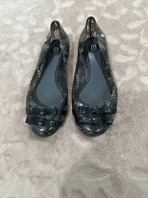 Melissa Women's Black Cute Bows Slip On Jelly Flat Shoes White 6 • $20