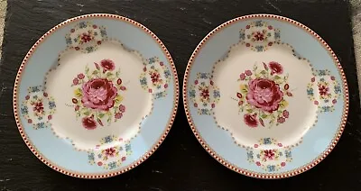 Set Of 2 Pip Studio Home Blue Cabbage Roses Dessert/Tea/Cake Plate 17cm • £20