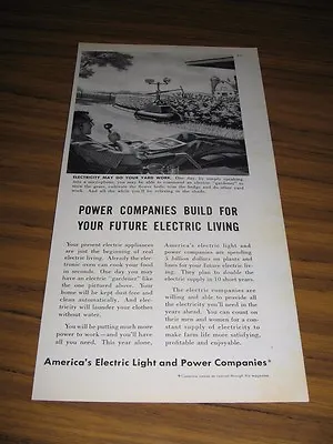 1958 Print Ad America's Electric Light & Power Companies Futuristic Lawn Mower • $14.25