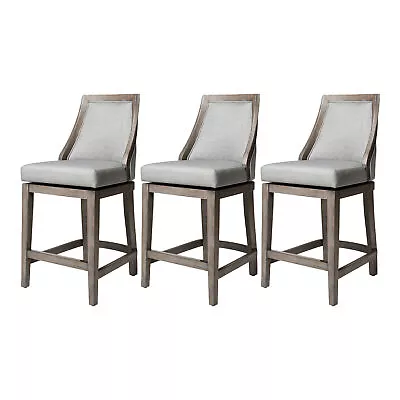 Maven Lane Vienna Counter Stool In Reclaimed Oak Finish Ash Grey Set Of 3 • $899.97