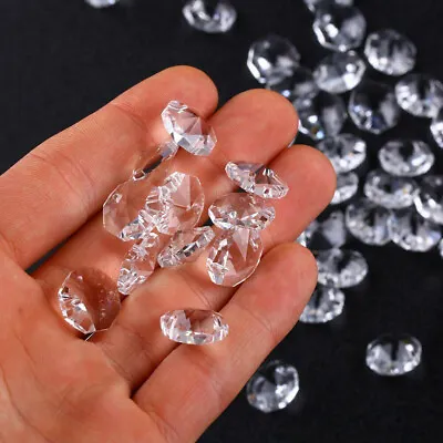 100x Crystal Octagonal Beads Pendant For Curtain Partitions Entrance/Loose Beads • £5.63