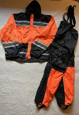 Harley Davidson 2XL Genuine Rain Gear Suit Reflective Motorcycle Riding Moto • $250