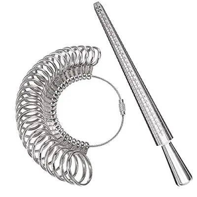 Ring Sizer Measurement Finger Ring Gauge Measurer/mandrel Silver Finger Sizer Ru • $14.24