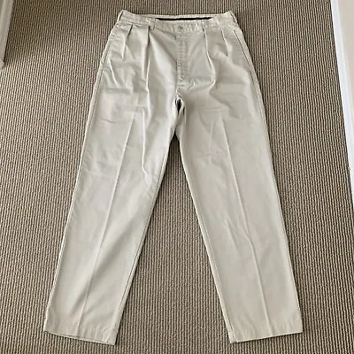 $24.88 • Buy Vintage POLO RALPH LAUREN 36x32 Cotton Chino Beige Pleated Andrew Pants Mens