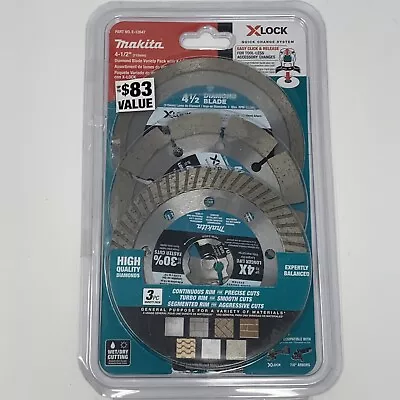 Makita X LOCK 4 1/2 In Diamond Blade Variety For Masonry Cutting 3 Pk E-12647 • $24.99