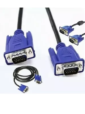 Dell 1.5m Meter Long HD 15 Pin Male To Male AntiSnag Blue VGA SVGA D-Sub Cable • £5.99