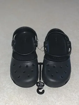 Crocs Cut Out Slingback Mary Jane Comfort Clogs Black Women’s Size 4 New • $29.99