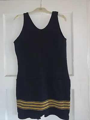 Vintage 1920s Gantner & Mattern Co. Wool Knit Navy Blue/Black Bathing Suit • $195