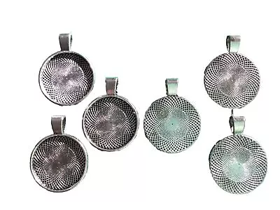 12 X Cabochon Alloy Pendant Base / Mount / Holder / Tray -25mm Jewellery Setting • £2.50