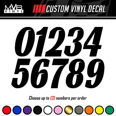 Racing Numbers Vinyl Decal Sticker | Dirt Bike Plate Number BMX Competition 0834 • $9.99